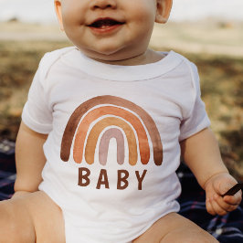 Earthy Tone Watercolor Boho Rainbow "Baby" Baby Strampler