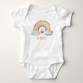 Earthy Tone Watercolor Boho Rainbow "Baby" Baby Strampler