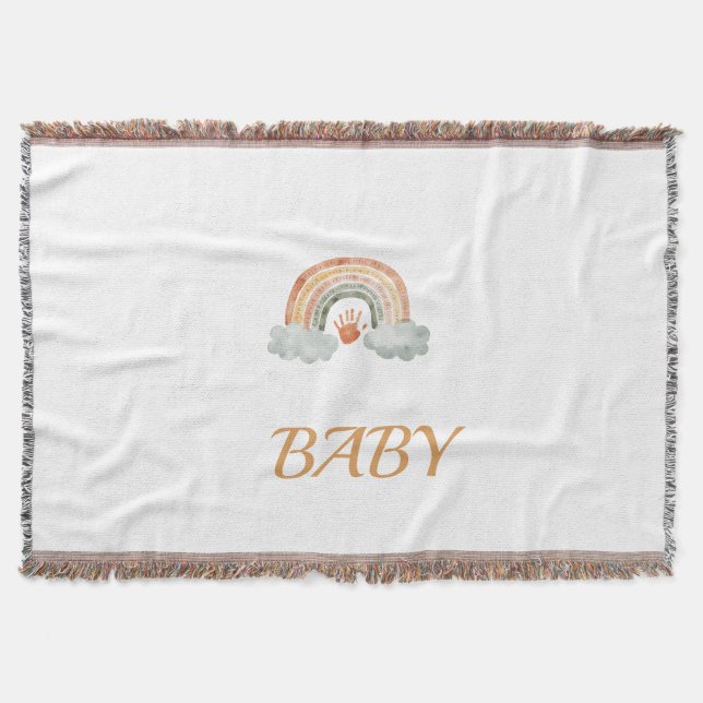 Earthy Tone Watercolor Boho Rainbow "Baby"  Decke (Vorderseite)
