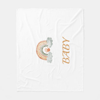 Earthy Tone Watercolor Boho Rainbow "Baby" Fleecedecke