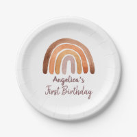 Earthy Tone Watercolor Rainbow First BirthdayP