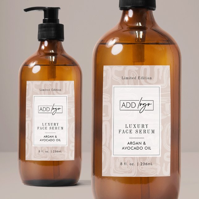 Earthy Tones Boho Pattern Waterproof Product Label Lebensmitteletikett (modern earthy beige cosmo bottle waterproof label with your logo and customizable colors)