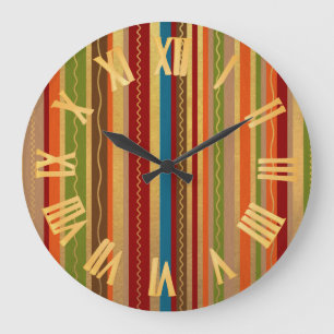 Earthy Tones Stripes Große Wanduhr
