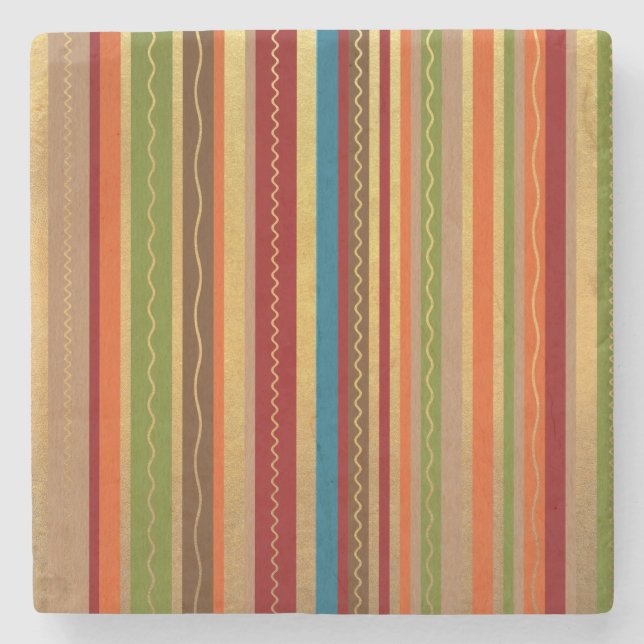 Earthy Tones Stripes Steinuntersetzer (Vorderseite)
