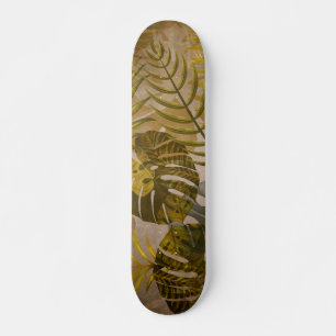 Earthy Tropical Leaves Pattern  Skateboard
