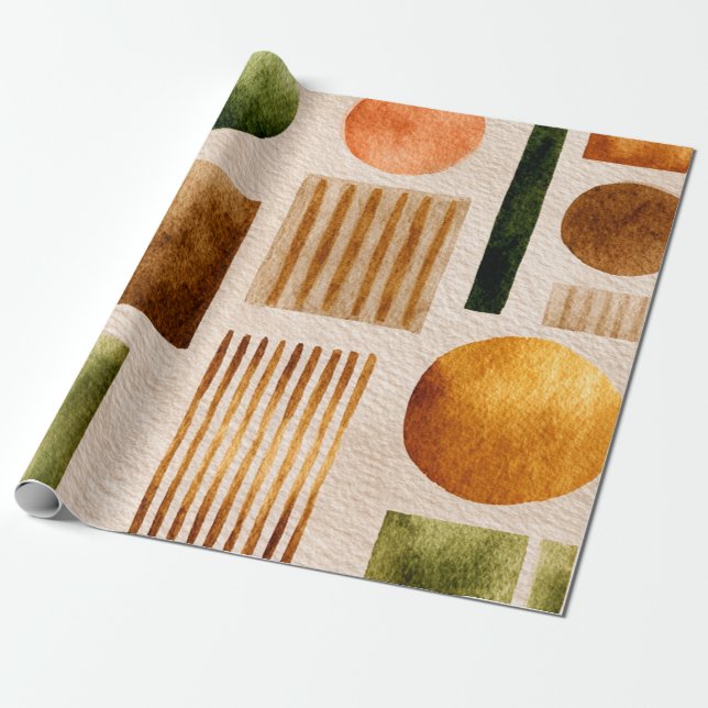 Earthy Watercolor Abstrakt Pattern - Boho Bio Geschenkpapier (Ungerollt)