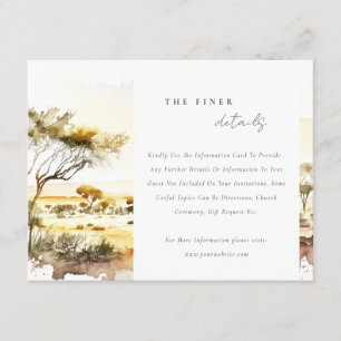 Earthy Watercolor African Landscape Wedding Detail Begleitkarte