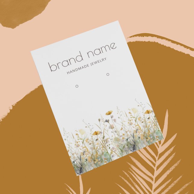 Earthy Watercolor Wildflowers Earring Display Card (Von Creator hochgeladen)