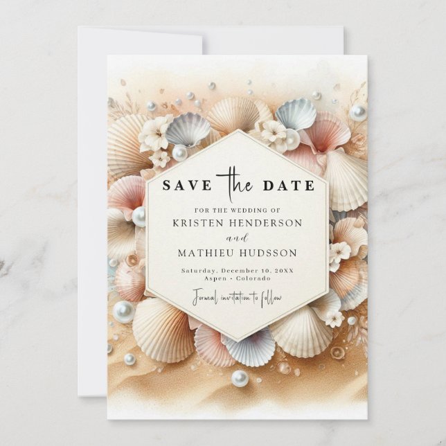 Earthy Whimsical Beach Wedding Save The Date (Vorderseite)