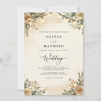 Earthy Woodland Bloom Wedding Einladung