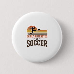 Easily abgelenkt durch Fußball Vintage-Shirt-Desig Button