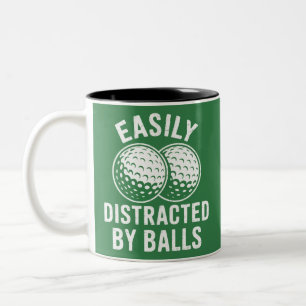 Easily abgelenkt von Bällen Lustiger Golfball Golf Zweifarbige Tasse