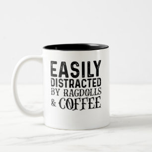 Easily abgelenkt von Ragdols und Kaffee Zweifarbige Tasse