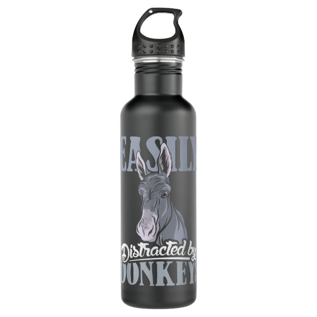 Easily destracted by donkeys design donkey lover a edelstahlflasche (Vorderseite)