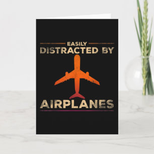 Easily Distracted By Airplanes Airplane Lover Karte