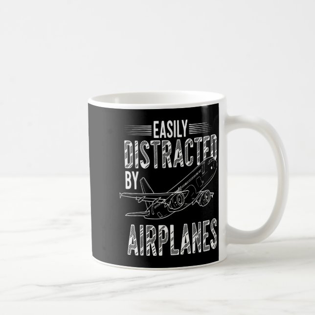 Easily Distracted By Airplanes Funny Plane Lovers  Kaffeetasse (Rechts)