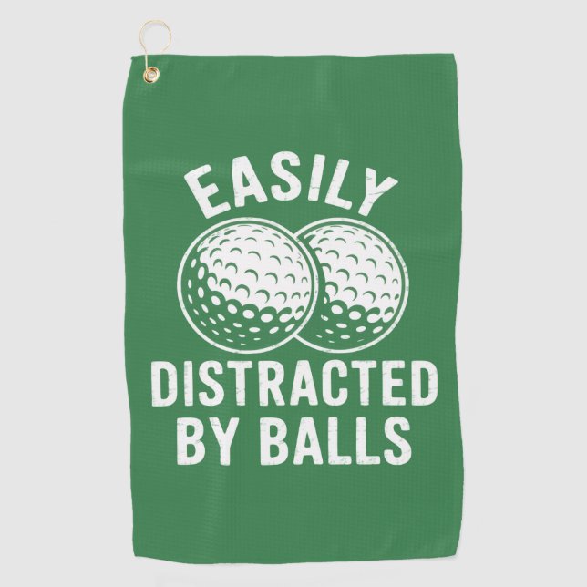 Easily Distracted by Balls Funny Golf Ball Golfer Golfhandtuch (Vorderseite)