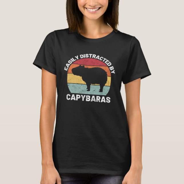 Easily Distracted By Capybara Retro Capybara T-Shirt (Vorderseite)