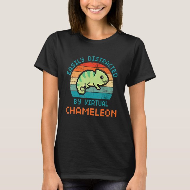 Easily Distracted By Chameleon Funny Virtual pets  T-Shirt (Vorderseite)