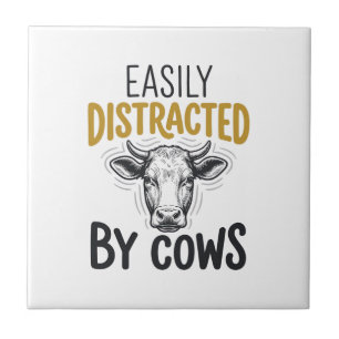 Easily Distracted By Cows Lustiges Kuhliebhaber-Sh Fliese
