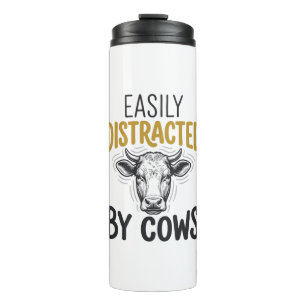 Easily Distracted By Cows Lustiges Kuhliebhaber-Sh Thermosbecher