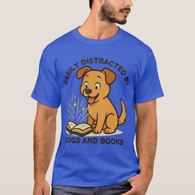 Easily Distracted By Dogs And Book boy T-Shirt (Vorderseite)