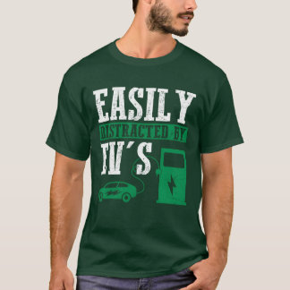Easily Distracted By EVs Electric Car EV Driver gi T-Shirt
