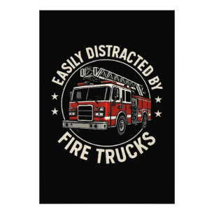 Easily Distracted By Feuerwehrautos Fotodruck