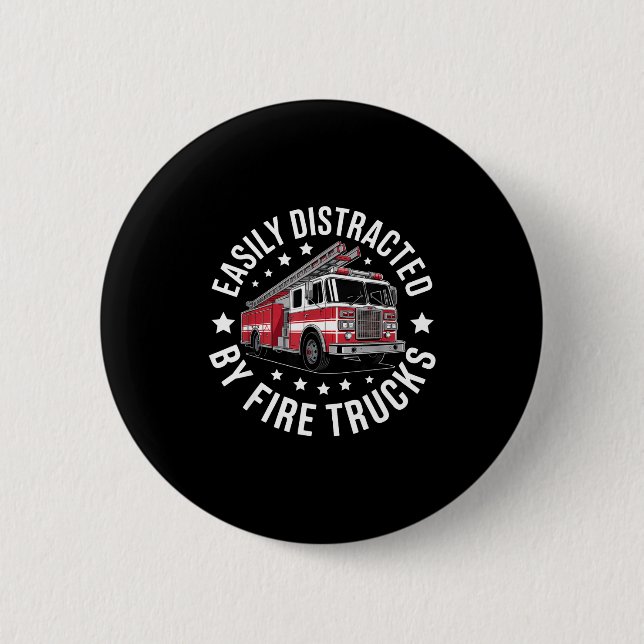 Easily Distracted By Fire Trucks Design  Button (Vorderseite)