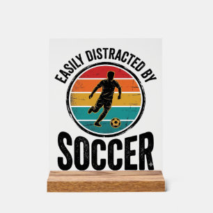 Easily Distracted By Fußball Vintage-Shirt-Design Acrylschild