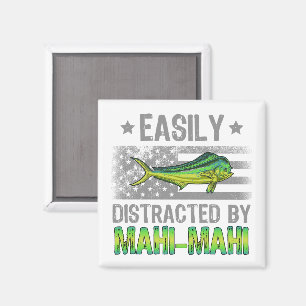 Easily Distracted by Mahi Mahi, Fischer US-Flagge Magnet
