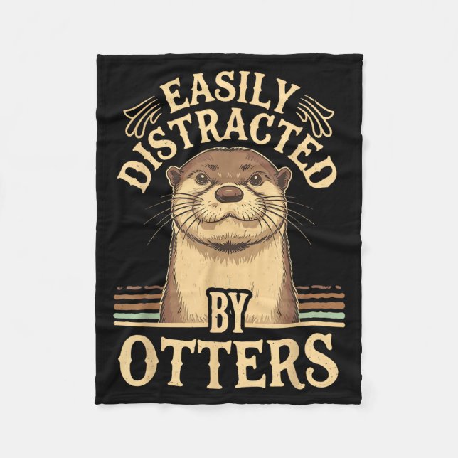 Easily Distracted By Otters Funny Otters Lovers Jo Fleecedecke (Vorderseite)