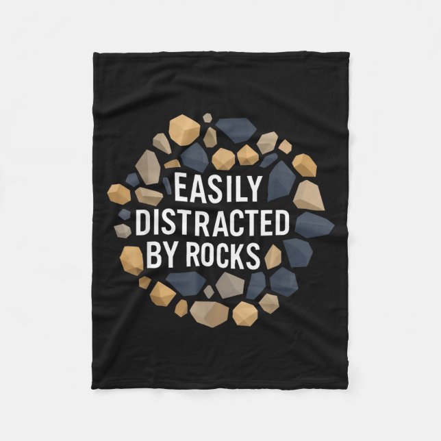 Easily Distracted By Rocks Funny Geology Rock Coll Fleecedecke (Vorderseite)