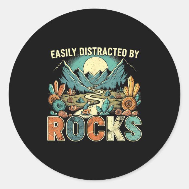 Easily Distracted By Rocks Geology Geologist Colle Runder Aufkleber (Vorderseite)