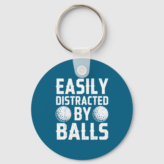 Easily Distracted By Shirt Funny Men Women Golf Lo Schlüsselanhänger (Vorderseite)