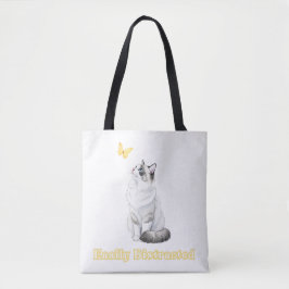 Easily Distracted Cute Cat & Butterfly Design Tasche
