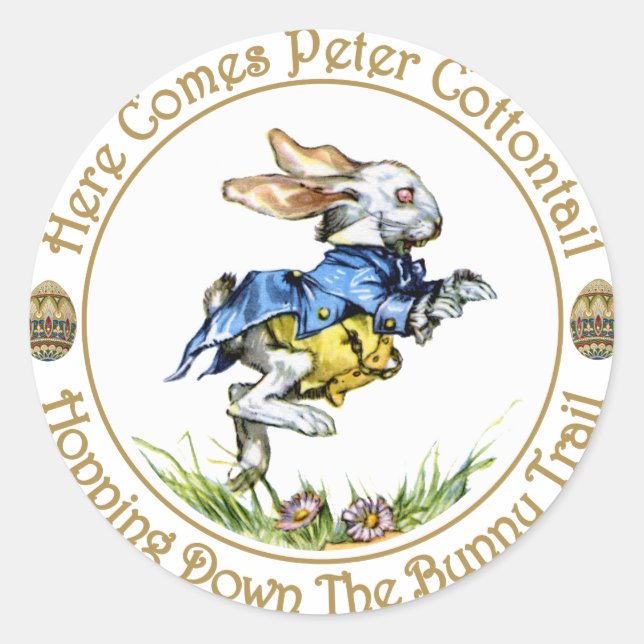 Easster - Hier kommt Peter Cottontail Runder Aufkleber (Vorderseite)