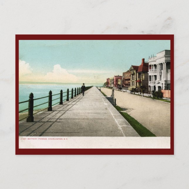 East Battery Parade, Charleston SC 1900 Vintag Postkarte (Vorderseite)