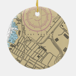 East Boston MA Chart Keramik Ornament