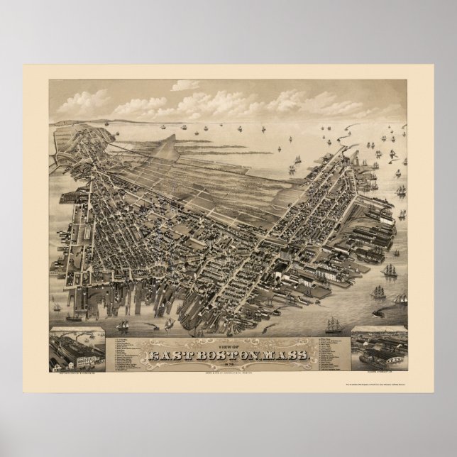 East Boston, MA Panoramic Map - 1879 Poster (Vorne)