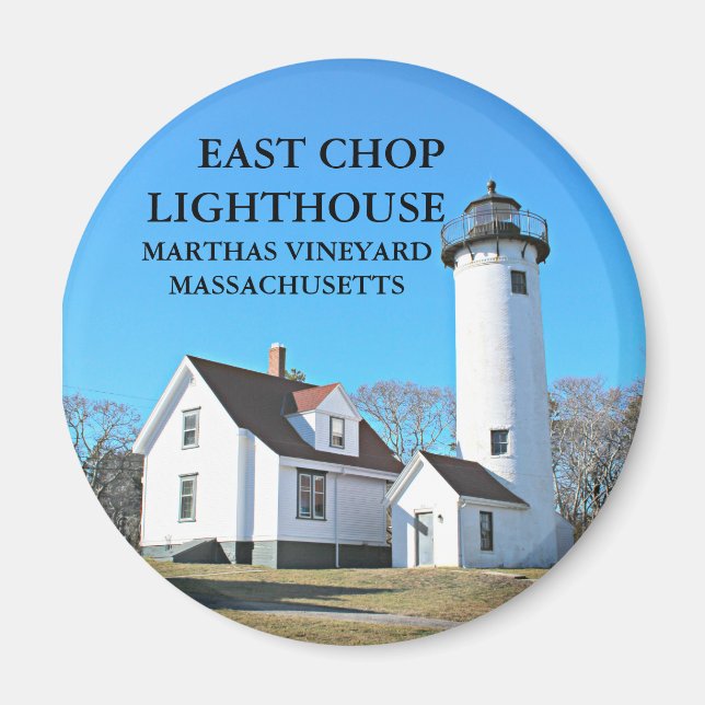 East Chop Lighthouse, Massachusetts Round Magnet (Devant)