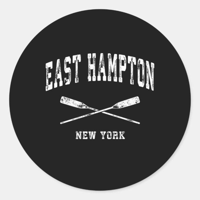 East Hampton New York Nautical Crossed Oars Runder Aufkleber (Vorderseite)