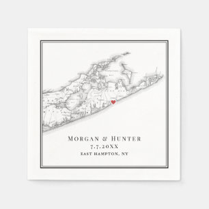 East Hampton NY Elegant Black and White Wedding Serviette