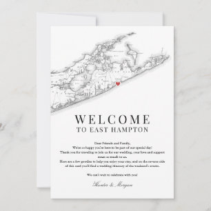 East Hampton NY Wedding Welcome Letter Schwarz-wei Dankeskarte