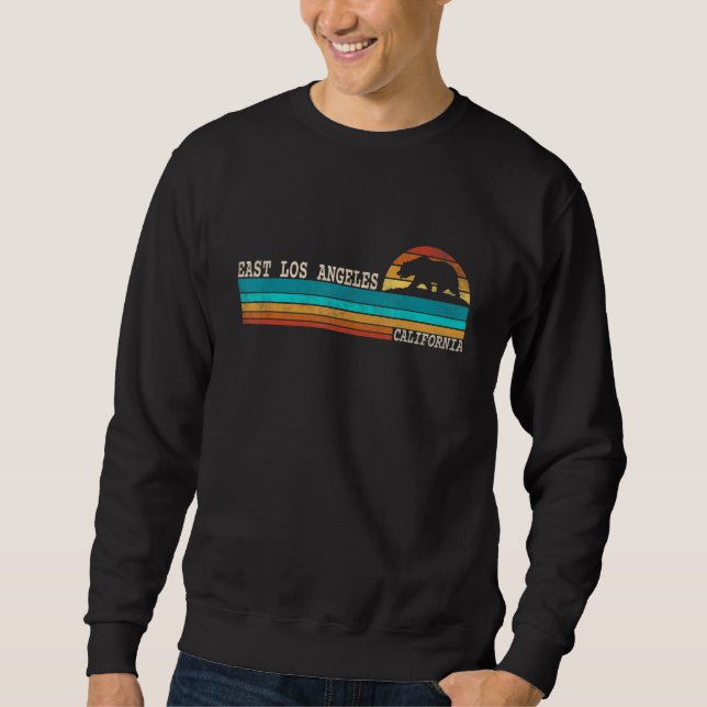 East Los Angeles California State Bear Retro Sunse Sweatshirt (Vorderseite)