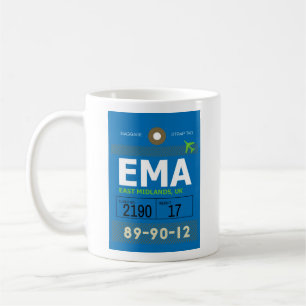 East Midlands, UK - EMA Airport Code Kaffeetasse