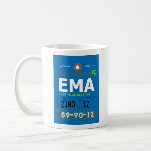 East Midlands, UK - EMA Airport Code Kaffeetasse (Links)
