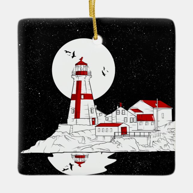 East Quoddy Head Lighthouse Wohnung Keramikornament (Vorderseite)