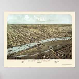 East Saginaw, MI Panorama Karte - 1867 Poster