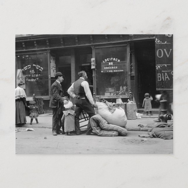 East Side Eviction, NYC, Anfang der 1900er Jahre Postkarte (Vorderseite)